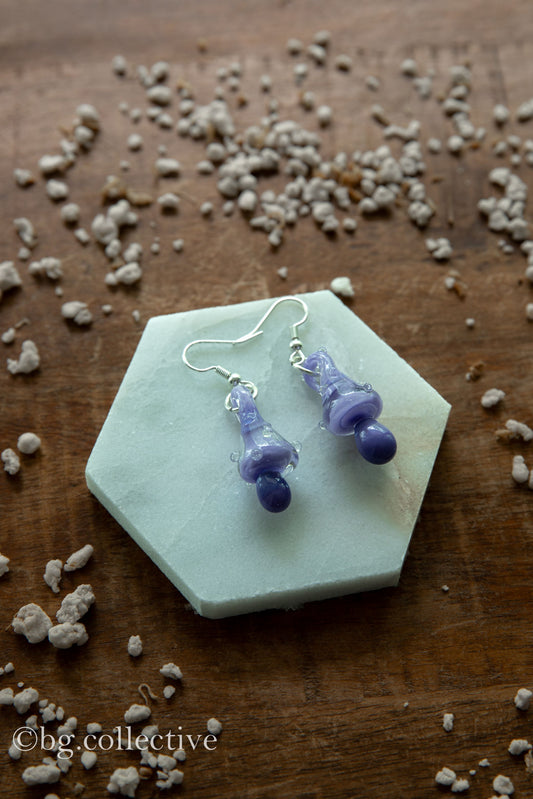 GoldenHourGlass | Purple Mushroom Earrings