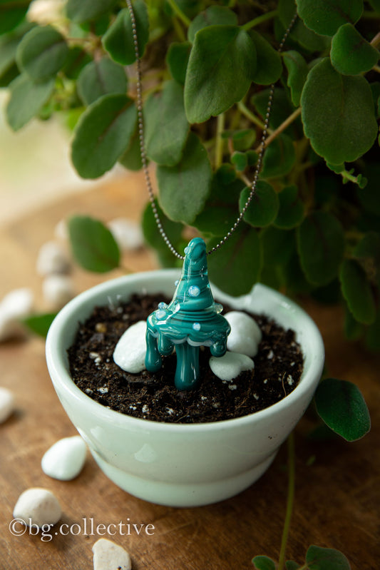 GoldenHourGlass | Blue Mushroom Pendant